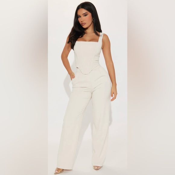 Fashion Nova Pants - MOVING SALE!!$17!!Elegant Cream Pant Set